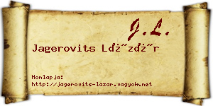 Jagerovits Lázár névjegykártya